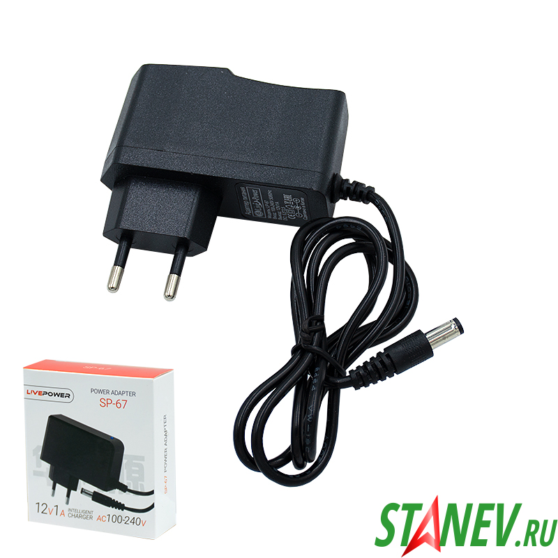 Блок питания 12V 1A штекер Ø 5.5*2.5 SP67 МРМ 10-100 Блок питания 12V 1A штекер Ø 5.5*2.5 SP67 МРМ 10-100