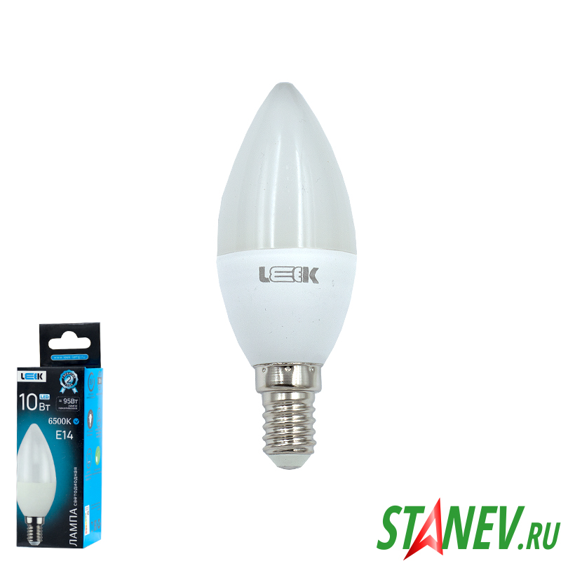 LEEK Лампа светодиодная Свеча E14-10W-6K SV 10-100 LEEK Лампа светодиодная Свеча E14-10W-6K SV 10-100