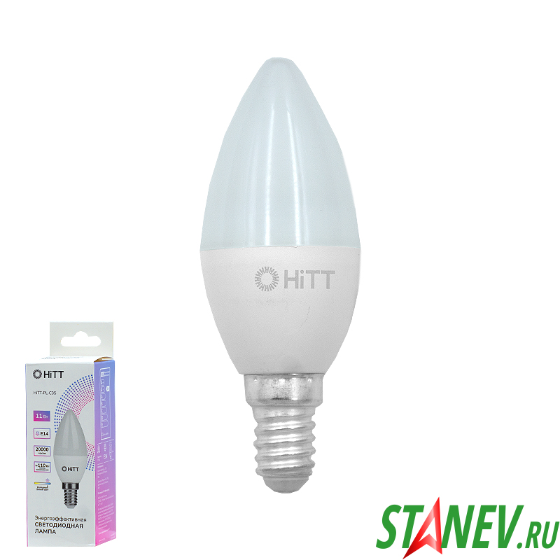 HITT Лампа светодиодная Свеча PL-C35 Е14 11W 6500К 10-100 HITT PL-C35 Лампа светодиодная Свеча Е14 11W 6500К 10-100