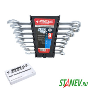 Набор ключей гаечных Хром 8pcs размеры 8-19мм в холдере Spark Lux 1-30