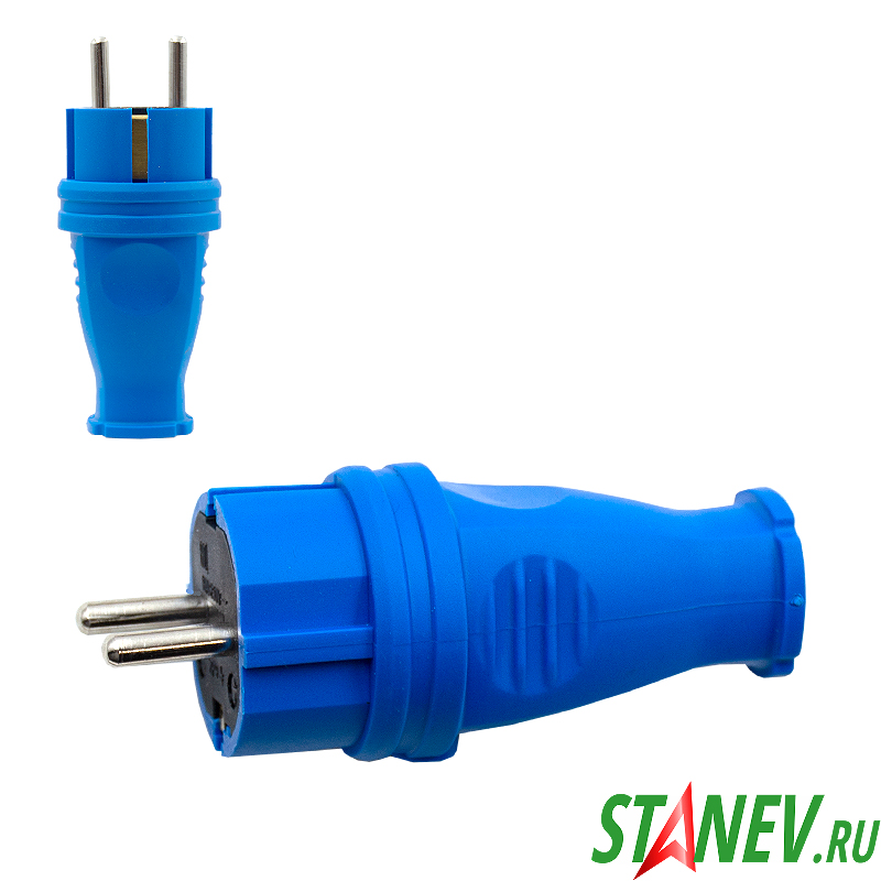 Rubber Blue Вилка прямая с заземлением IP44 16A 250V STANDART LUXE 20-200 Rubber Blue Вилка прямая с заземлением IP44 16A 250V STANDART LUXE 20-200