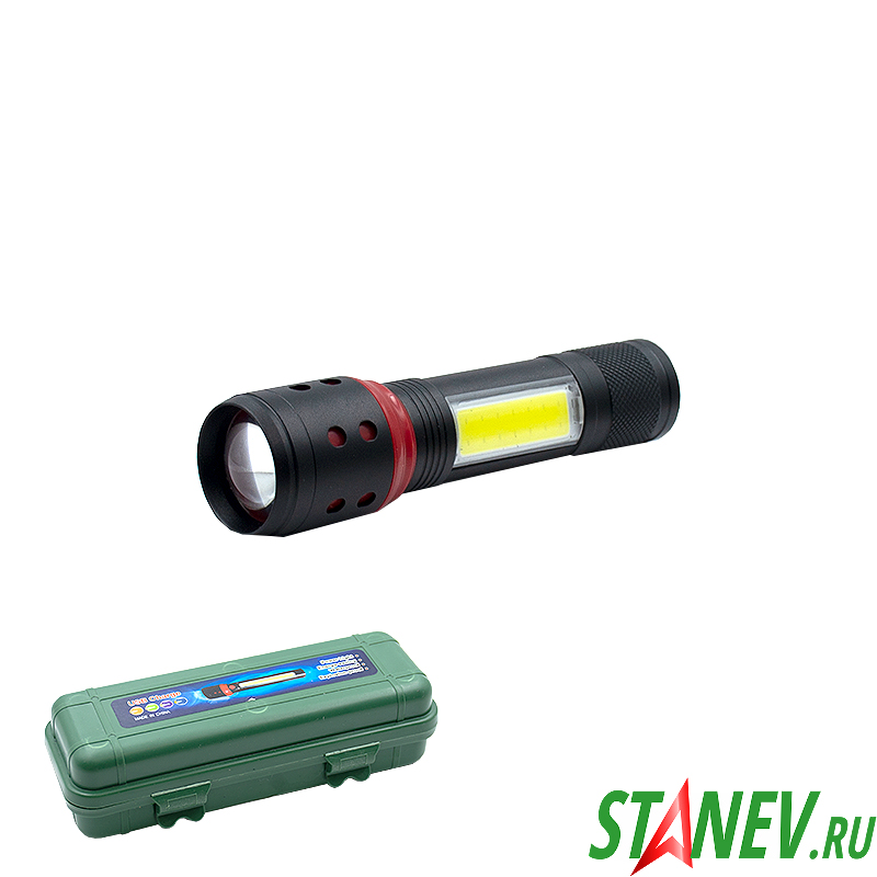 Ручной фонарь сталь USB Charge 3-режима с боковым свечением в боксе 10-60 Ручной фонарь сталь USB Charge 3-режима с боковым свечением в боксе 10-60