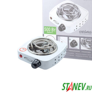 Плитка электрическая VESNA compact 1-комфорочная 500W Спираль D-100мм 220V 1-24
