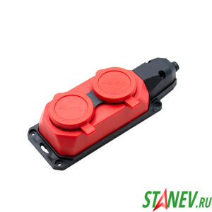 RED SD-QO Колодка розеточная каучук 2-местная 16А/3600W 12-120