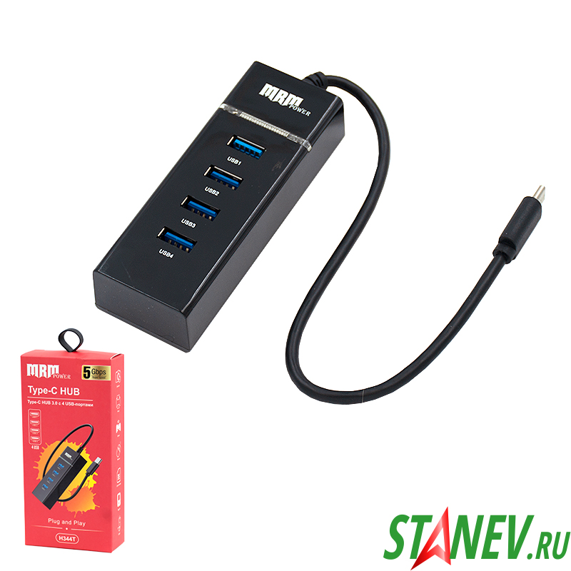 USB-ХАБ разветвитель с питанием на 4usb ports с подсветкой Н344T шнур-Type-C черный MPM 1-20 USB-ХАБ разветвитель с питанием на 4usb ports с подсветкой Н344T шнур-Type-C черный MPM 1-20