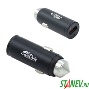 Зарядка для авто на 1-USB 5V 3A QC3.0 металл черный CR26 МРМ 10-100