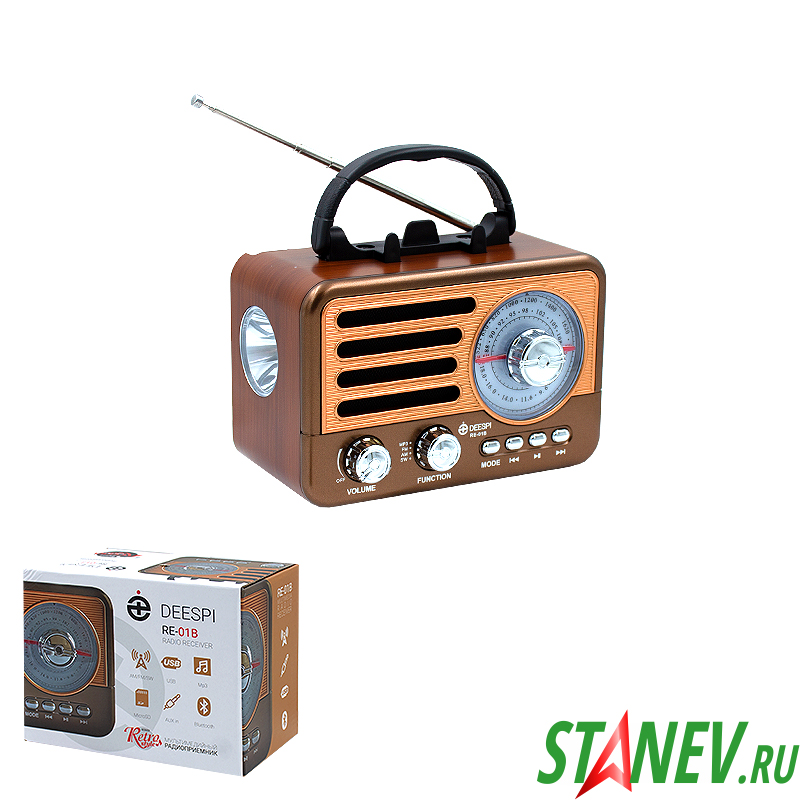 Радиоприемник РЕТРО RE-01B AM/FM/SW/BT/USB/AUX/MicroSD Deespi MPM 1-10 Радиоприемник РЕТРО RE-01B BT/AM/FM/SW/USB/AUX/MicroSD Deespi MPM 1-10