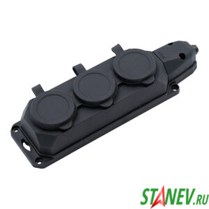 Каучук колодка NEW РП16-031 на 3-гнезда 16А-250В-IP54 с крышками 1-18