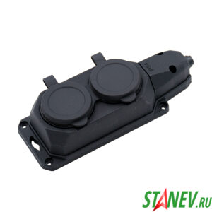 Каучук колодка NEW РП16-021 на 2-гнезда 16А-250В-IP54 с крышками 1-26