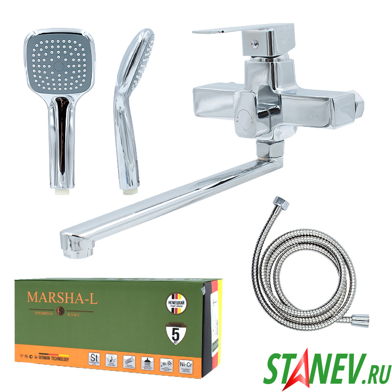 Смеситель для ванны и душа HQ-FS010 хром Premium MARSHA-L 1-10 Смеситель для ванны и душа HQ-FS010 хром Premium MARSHA-L 1-10