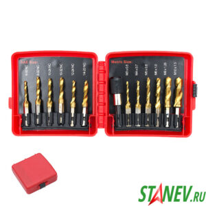 Набор сверел с метчиком в пенале 13pcs NEW 10-50