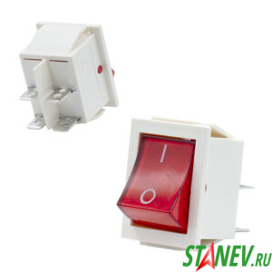 Рокерный выключатель Широкая клавиша с подсв 15А/250V ON-OFF Красная/Белый корпус 50-1000