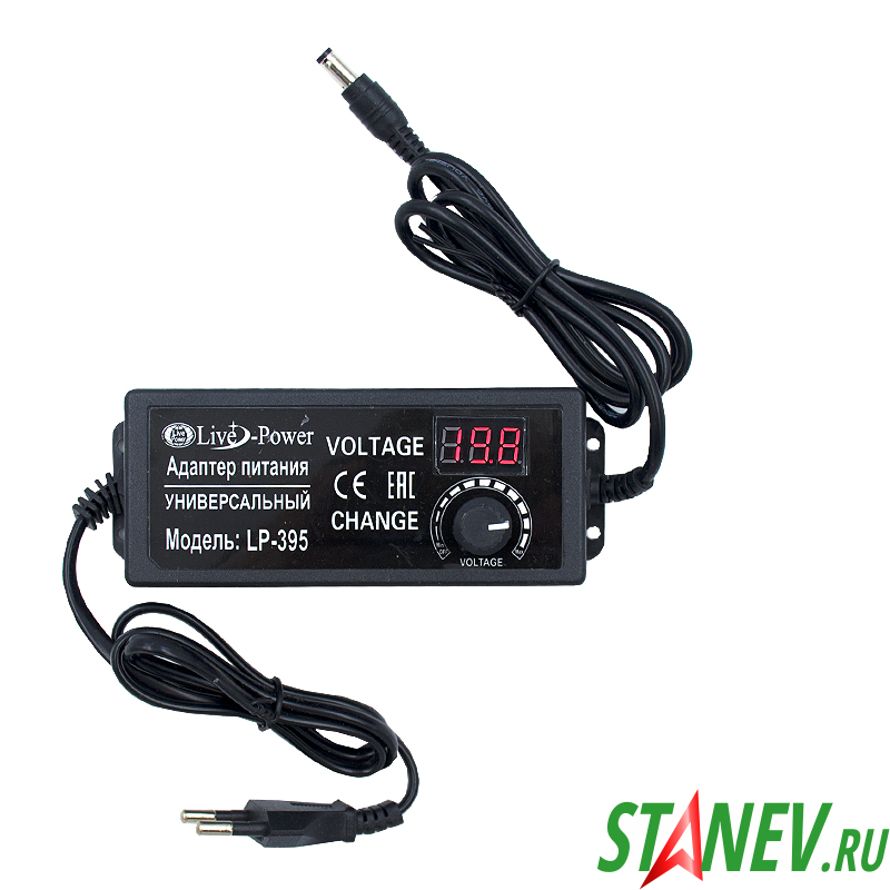 Универсальный блок питания Регулировка LCD 3-24V 3A Ø 5.5*2,5 LP395 МРМ 1-10 Блок питания универсальный LP395 3-24V/3A LCD экран с регулировкой (5,5*2,5) 1-100