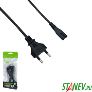 Сетевой шнур 2pin 8*8 Прямой разъем С7 длина-1,0м Черный МРМ 10-400